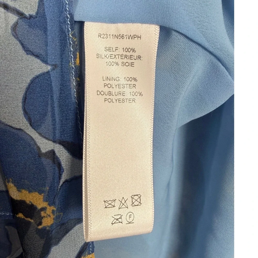 Carolina Herrera Floral Silk Chiffon Ruffle A-Line Mini Dress Blue Print Size 10 - Picture 5 of 15